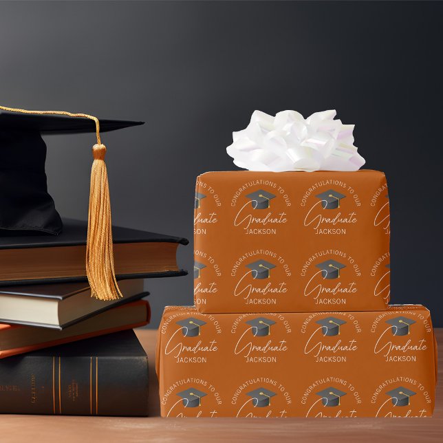 Bränd Orange Personlig Examen Presentpapper (Skapare uppladdad)
