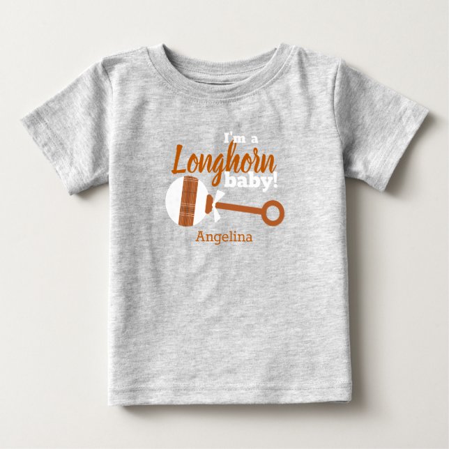 Bränd Orange Play Rattle Longhorn T Shirt (Framsida)