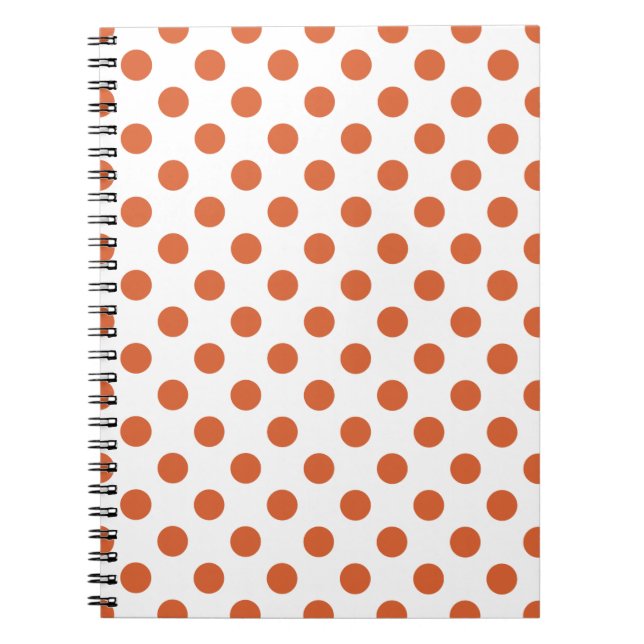 Bränd orange polka dots anteckningsbok med spiral (Framsidan)