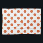 Bränd orange polka dots kökshandduk<br><div class="desc">Bränd orange polka dots mot vit bakgrund.</div>