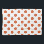 Bränd orange polka dots kökshandduk<br><div class="desc">Bränd orange polka dots mot vit bakgrund.</div>