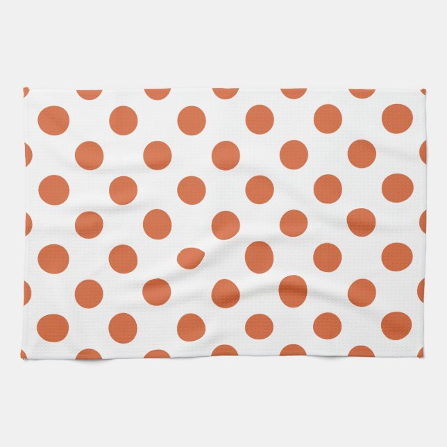 Bränd orange polka dots kökshandduk (Horisontell)