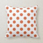 Bränd orange polka dots kudde<br><div class="desc">Bränd orange polka dots mot vit bakgrund.</div>