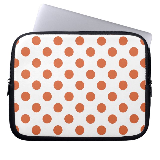 Bränd orange polka dots laptop sleeve (Framsidan)