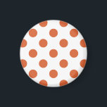 Bränd orange polka dots magnet<br><div class="desc">Bränd orange polka dots mot vit bakgrund.</div>