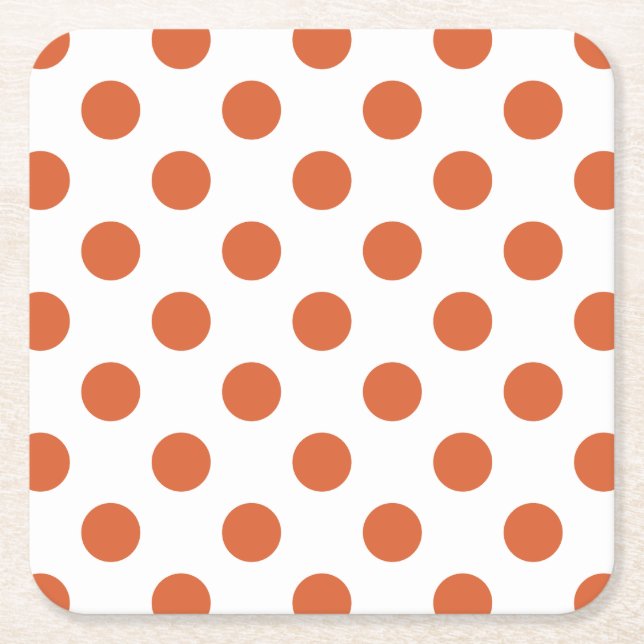 Bränd orange polka dots underlägg papper kvadrat (Framsidan)