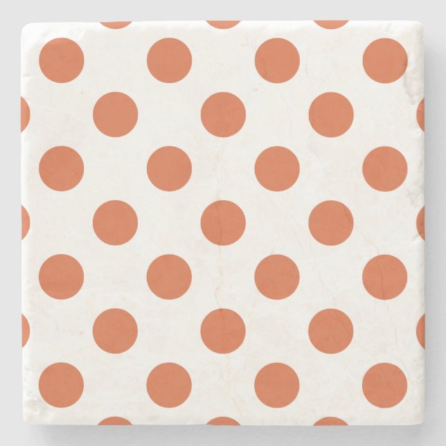 Bränd orange polka dots underlägg sten (Framsidan)