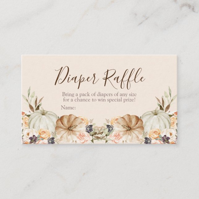 Bränd orange pumpa Baby Shower - Blöjlotteri   Tilläggskort (Framsida)