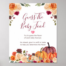 Bränd orange Pumpkin-Blommigt Gissa Baby Food Poster