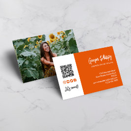 Bränd Orange QR-kod Foton-Social-medieikoner Visitkort