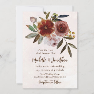 Bränd Orange Rosa Rustic Blommigt Christian Bröllo Inbjudningar
