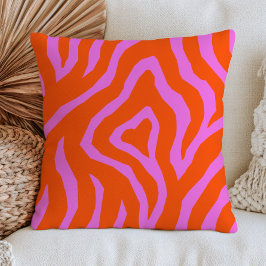 Bränd Orange & Rosa Zebrarandig Mönster Maximalist Kudde
