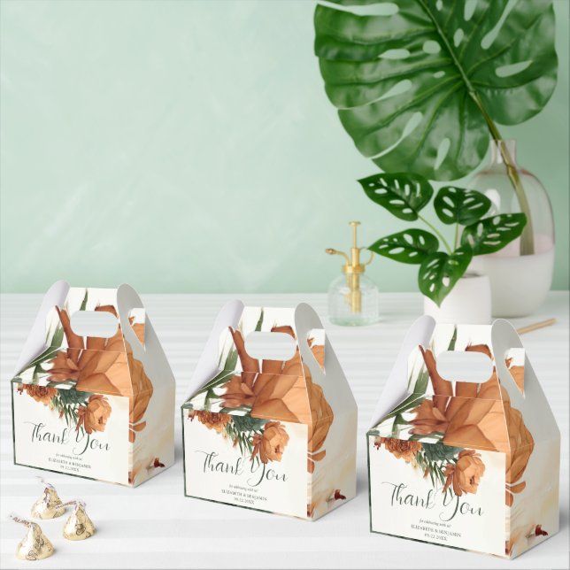 Bränd Orange Rost Grön Boho Pampas Höstbröllop Presentaskar (Multipel)