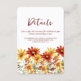 Bränd Orange Rust Blommigt Fall Wedding Tilläggskort