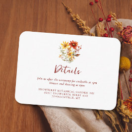 Bränd Orange Rust Blommigt Fall Wedding Tilläggskort