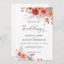 Bränd Orange Rust Boho Terracotta Blommigt Bröllop