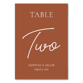 Bränd Orange Rust Bröllop 2 Bordsnummer