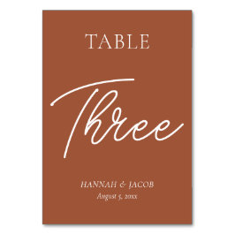 Bränd Orange Rust Bröllop 3 Bordsnummer