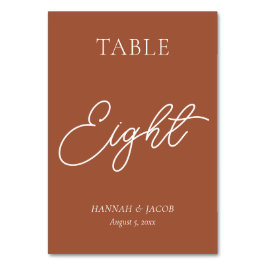 Bränd Orange Rust Bröllop åtta Bordsnummer