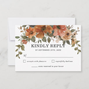 Bränd Orange Rust Copper Blommigt Arch Fall Weddin OSA Kort