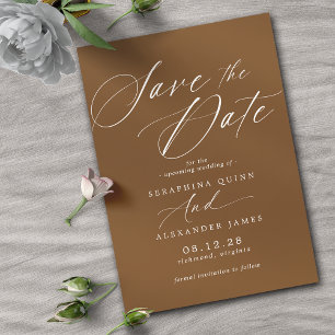 Bränd Orange - Rust Elegant Earthy Fall Wedding Spara Datumet