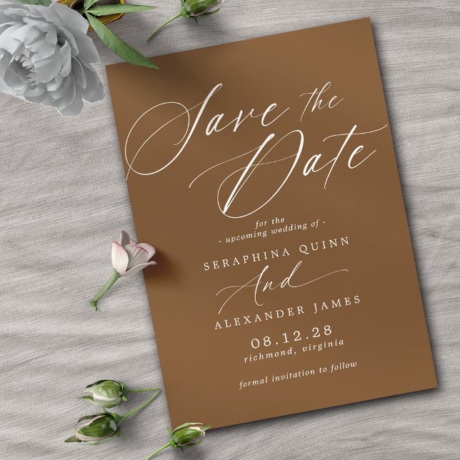 Bränd Orange - Rust | Elegant Earthy Fall Wedding Spara Datumet (Skapare uppladdad)