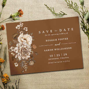 Bränd Orange - Rust Moody Fall Boho Bröllop Spara Datumet