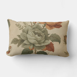 Bränd orange sagegrön vintage blommig tryck lumbarkudde