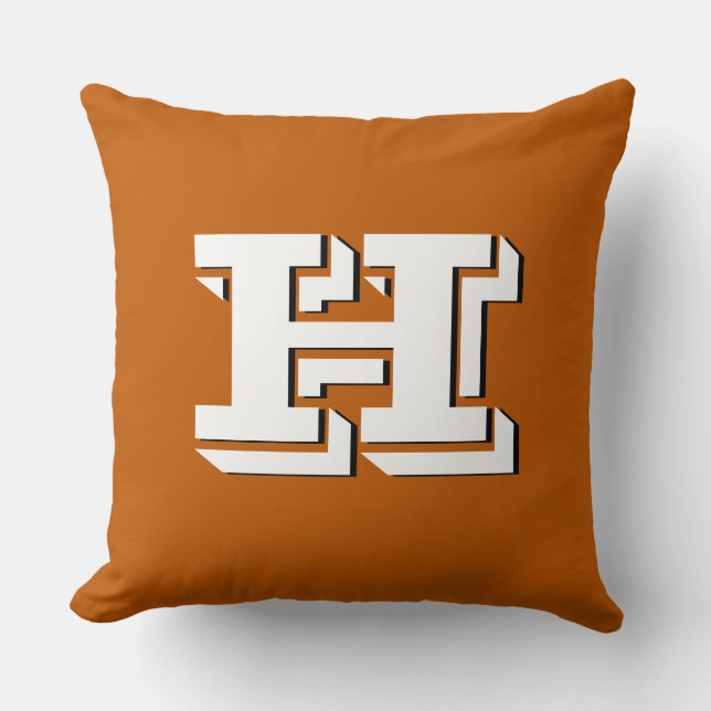 Bränd Orange Skolstolthet Färg Stil Monogram Kudde (Framsida)
