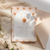 Bränd Orange Sol Celestial Boho Bröllop QR-kod
