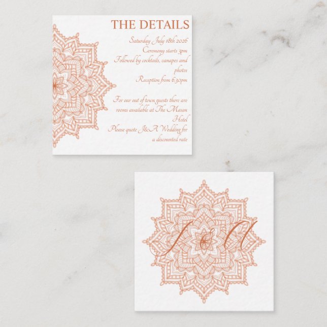 Bränd orange soluppgång Mandala sommar höst Tilläggskort (Fram/baksida)