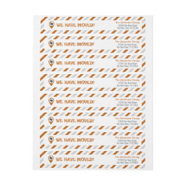 Bränd Orange som vi har Flyttat strimlad Flytta Etikettband