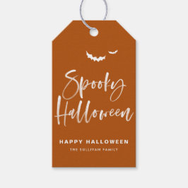 Bränd Orange Spöklik Halloween Pensel Kalligrafi Presentetikett