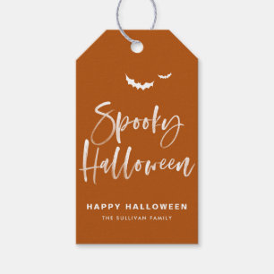Bränd Orange Spöklik Halloween Pensel Kalligrafi Presentetikett