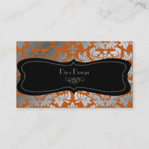 Bränd orange/svart från Faux silver baroque-damm Visitkort