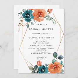 Bränd Orange Teal Guld Inbjudningskort för möhippa