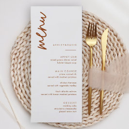Bränd Orange Terracotta Bröllop Menu-kort Meny