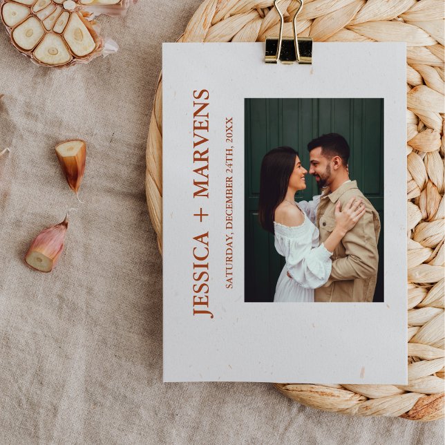 Bränd Orange Terracotta Rustic Bröllop Inbjudningar (Skapare uppladdad)