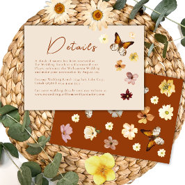 Bränd Orange Terrakotta Boho Bröllopsdetaljer Tilläggskort
