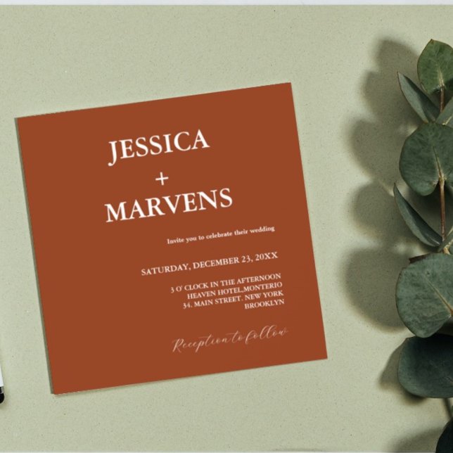 Bränd Orange Terrakotta Rost Bröllopsinbjudan Meddelande (Skapare uppladdad)