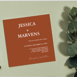 Bränd orange terrakotta rostbrun bröllopsinbjudan meddelande