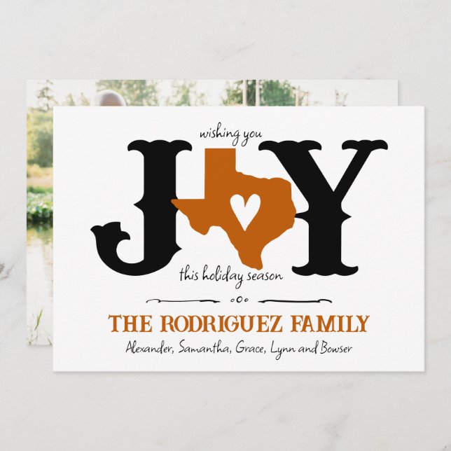 Bränd Orange Texas JOY Photo Julkort (Fram/baksida)