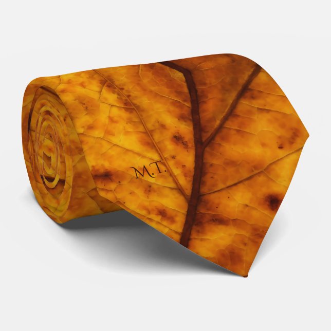 Bränd Orange - vattenfärg för Löv Mönster i höst Slips (Rullad)