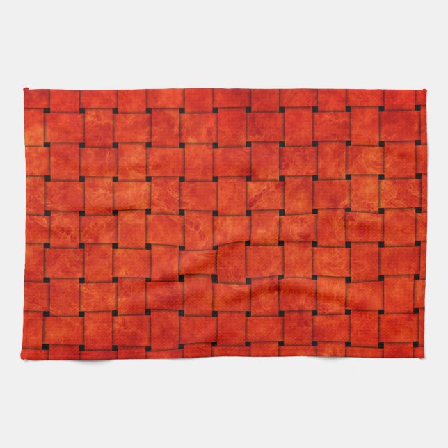 Bränd Orange, vävt tillsammans Kökshandduk (Horisontell)