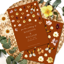 Bränd orange vildblomma boho Spara datum-kort