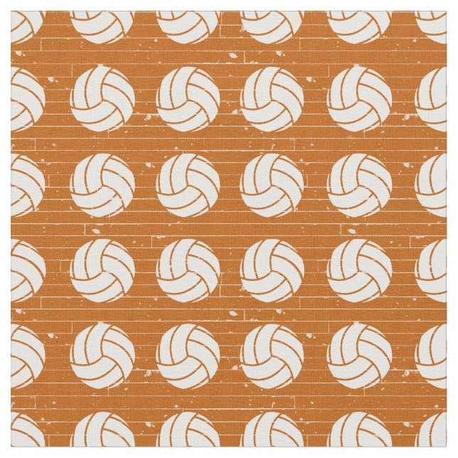 Bränd Orange Volleyball Wood Golv mönster Tyg (Närbild)
