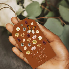 Bränd Orange WildblomBoho Wedding Favors Presentetikett
