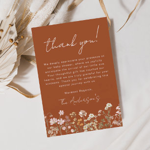 Bränd Orange Wildblomma Baby i Bloom Baby Shower Tack Kort