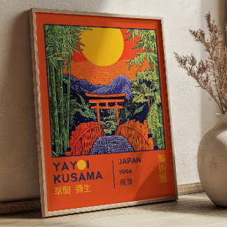 Bränd Orange Yayoi Kusama Japansk Utställning Poster