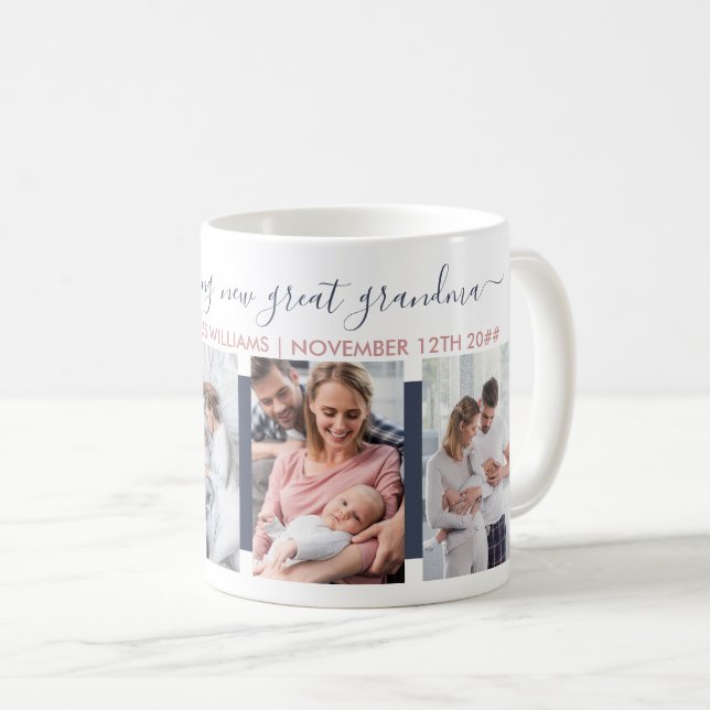 Brand Pärlande ny Underbar Grandma 4 Photo Anpassn Kaffemugg (Framsida höger)